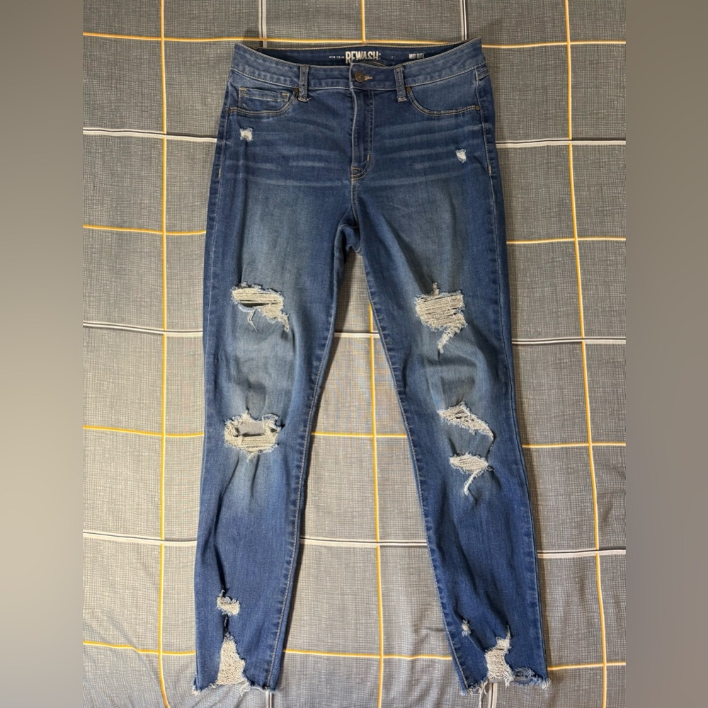 👖💛Rewash Junior’s Distressed Skinny Jeans in Blue Size 11